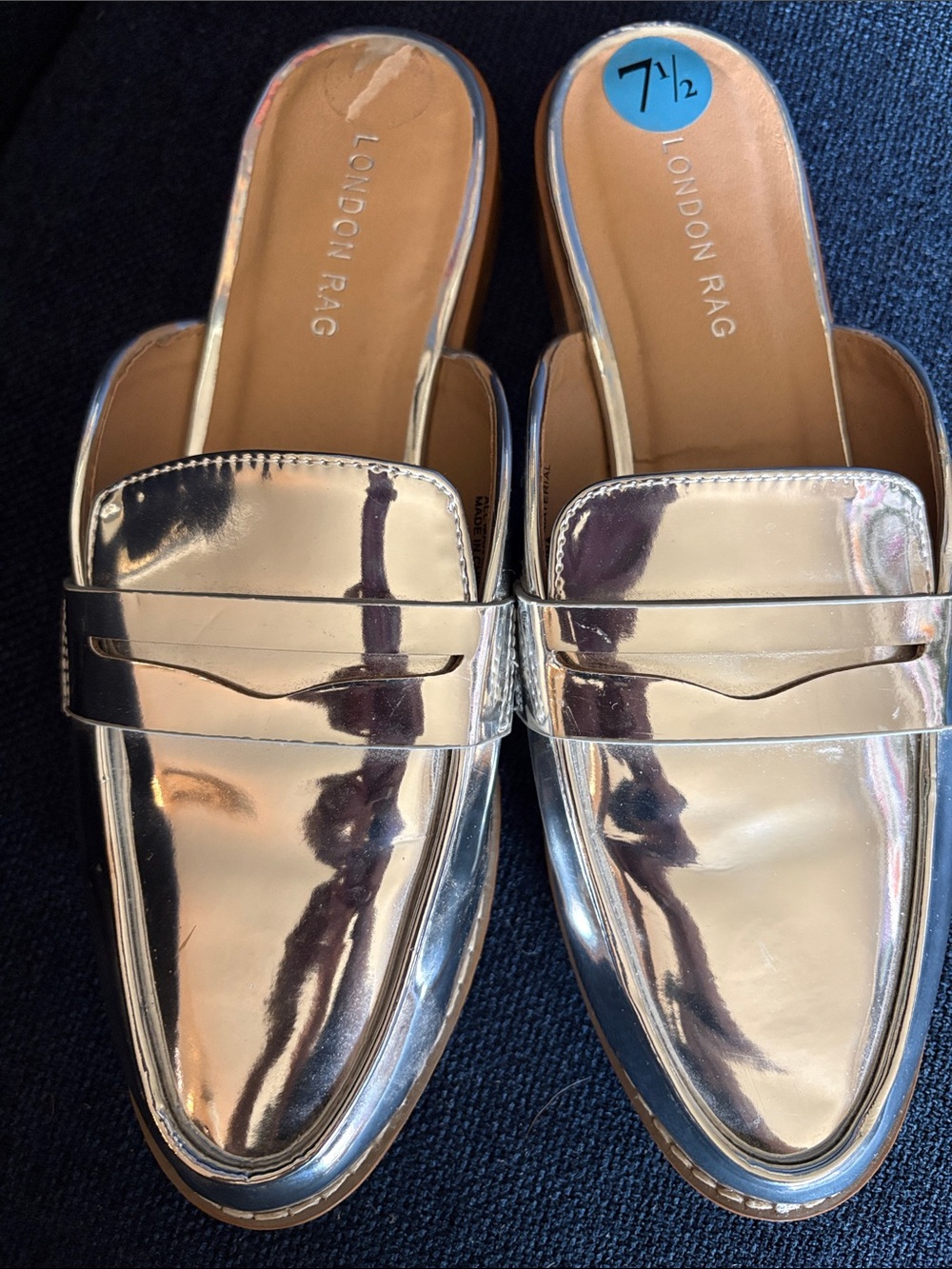 London Rag Women’s Silver Metallic Slip-On Mules-NWOT size 7.5